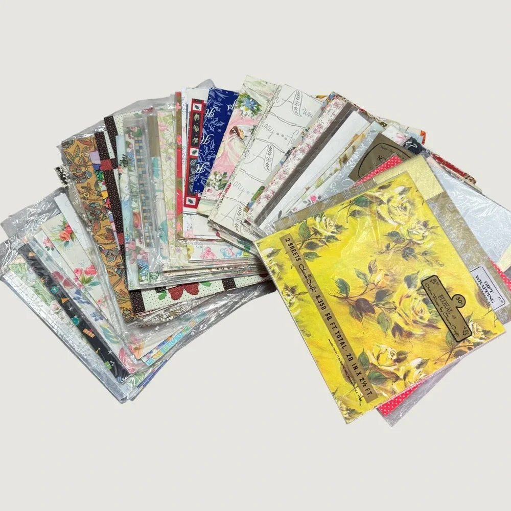 VTG Gift Wrap Collection 50s-90s Estate Lot Paper Ephemera Wrapping Paper 100+